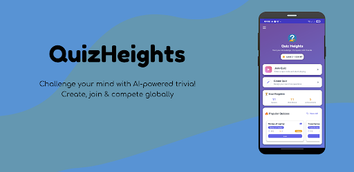 QuizHeights AI-powered trivia quiz application screenshot